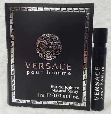 Versace POUR HOMME Eau De Toilette EDT Spray Men Sample Vial Card .03 oz/1mL New