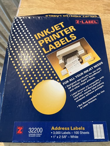 Z Ink Jet Labels Labels 30 Per Sheet  59 Sheets