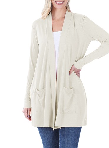 Womens Long Sleeve Draped Slouchy Mid Length Cardigan - Picture 18 of 40