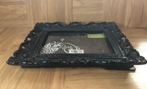 Schwarz verzierter Holz Bilderrahmen Barock Stil Staffelei Rückseite für 7x5 Foto - Bild 11 von 11
