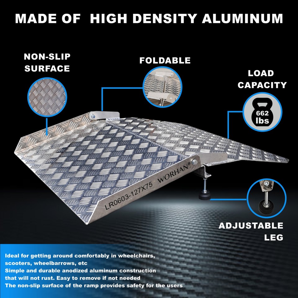 WORHAN® Rigid Threshold Ramp for Wheelchair Loading Platform Anodized ...