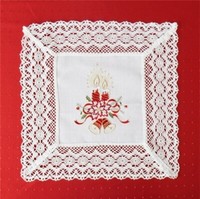 Weihnachtstischdecke 40*40 Cm Kerzen+ HäKelspitze Weihnachten Advent Tischtuch