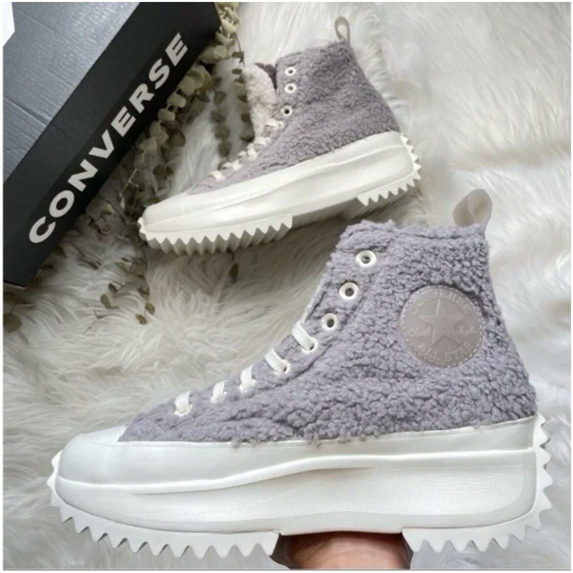 Converse Run Star Hike High Grey Sherpa Vapor Mauve Shoes 172202C Size M/8 W/9.5 Converse Run Star Hike High  main image 3