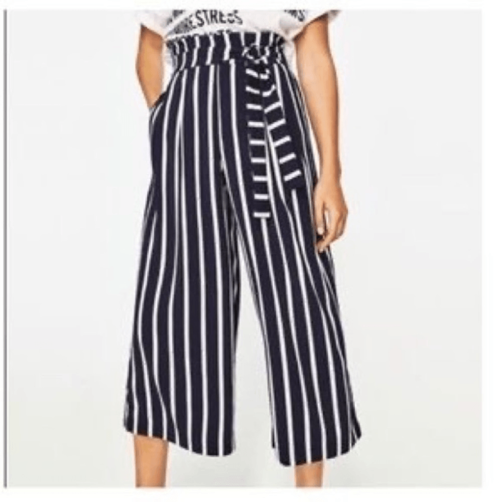 zara striped wide leg pants
