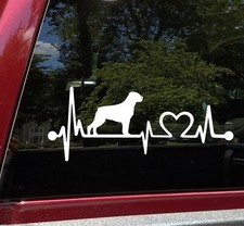 Rottweiler Heartbeat Vinyl Decal  Heart Love Rottie  Die Cut Sticker