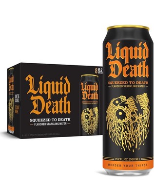 Liquid Death Flavored Sparkling Water Squeezed To Death Orange 8 Pack