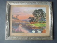 Ancien miroir type bistrot cadre bois patiné vitré french old mirror