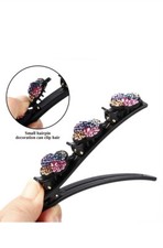 Sparking Crystal Stone Braided Hair Clips Rhinestone 8 Hair Clips Flower Clip