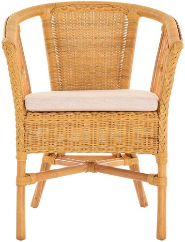 Rattan-Sessel stapelbar Stuhl mit Armlehne inkl. Polster Korbstuhl Honig - Bild 3 von 9