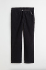 NEW H M Men  s M Adjustable Elastic Waist Corduroy Relaxed Pants Black 39.99
