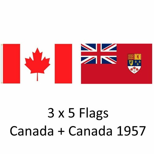CANADA + CANADA 1957 3ft x 5ft BANNER/FLAG 2 PK HIGH QUALITY 100% POLYESTER - Picture 1 of 6