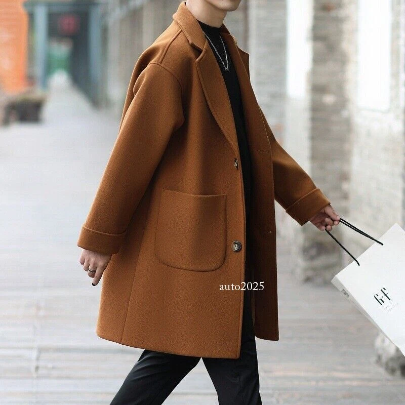 OFF WHITE Cappotto trench uomo primaverile collo risvolto medio lungo soprabito vestibilità ampia outwear lana