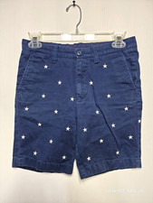 Crewcuts Stanton Chino Shorts Girls 10 Blue 100 Cotton Star Embroidered Zip Fly