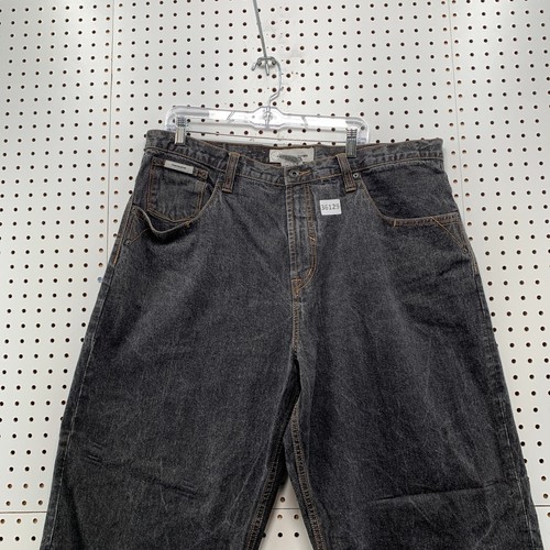 VTG Y2K Rocawear Black Denim Jeans Mens SIZE 40 Jorts Hip Hop FITS 42X16 Baggy - Picture 2 of 17