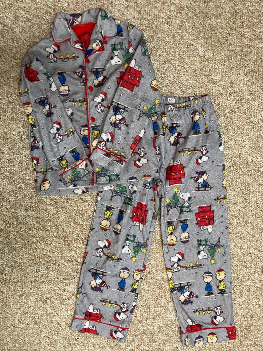 PEANUTS Charlie Brown Snoopy CHRISTMAS KID S SM Flannel Pajamas