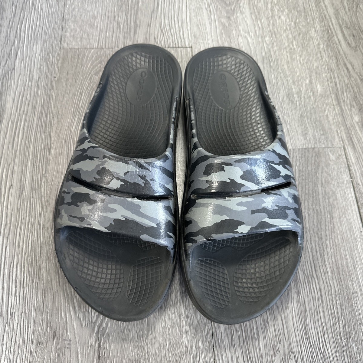 OOFOS OOahh Sport Slide Recovery Sandals Black Gray Camo  display picture 2