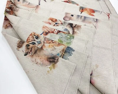 Animal Cushion Panel Sets 6 x Linen Look Fabric Cotton-Rich for DIY Home Decor