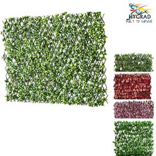 Garden Screening Trellis Expanding Wooden Fence with Artificial Plant Leaves UK 