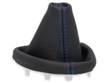 PER RENAULT MASTER 3 2010-2019 CUFFIA LEVA CAMBIO PELLE NERA CUCITURE BLU SCURO