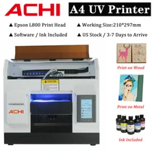 ACHI A4 UV Printer Epson L800 Printer Head For Flat Metal Phone Case Glass Wood