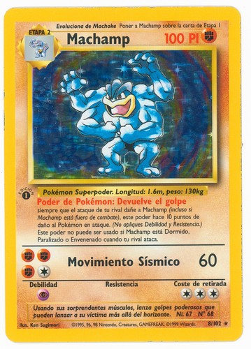 Spanish Machamp First Edition - Pokémon Base Set - 8/102 - Moderately Played