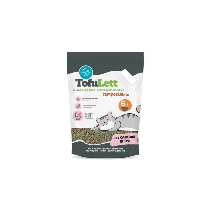 Leopet Tofulett Lettiera al Tofu per Gatti Agglomerante in Pellet Carboni Attivi