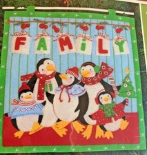 Christmas Felt Peppermint Penguins Family Wall Hanging Crafts Appliqu  Kit
