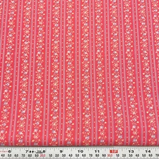Vintage Peter Pan Fabrics Striped Purple Florals on Pink Cotton by the HALF YARD