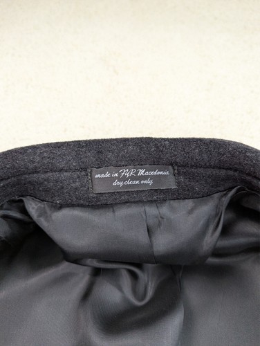 Wool Coat Mens 44R Gray Vintage Long Jacket Cashmere Italy Button Lined Overcoat - Picture 10 of 15