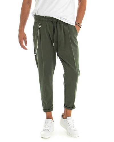Pantalone Uomo Lungo Tinta Unita Verde Catena Cavallo Basso GIOSAL | eBay