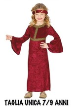COSTUME CARNEVALE DAMA MEDIOEVO VESTITO BAMBINA PRINCIPESSA MEDIEVALE GIULETTA