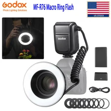 US Godox MF-R76 Macro Ring Flash Close Up Speedlite 5000K For Canon Nikon Sony