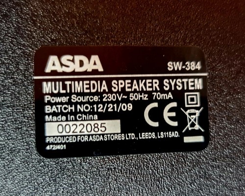 ASDA SW-384 Speaker Multimedia System - Fully Tested - Photo 5/16