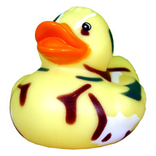 Camo Brown Green White Yellow Body Rubber Duck Bath Toy Classic Floating Duck 2"