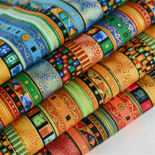 Tissu Ethnique Rayé Coton Lin - Style Bohème Indien - Largeur 117-150cm, Vendu Au Mètre