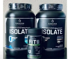 Sascha Fitness Combo Hydrolyzed Whey Protein Isolate Vanilla, Caramel and Fit 9