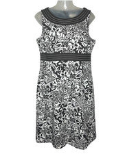 Ann Taylor LOFT Sleeveless Sheath Dress Women's 12 Brown White Floral Lined