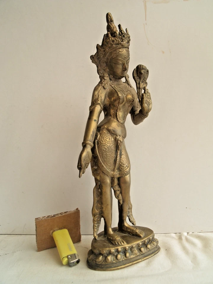 TARA DEESSE BRONZE ANCIEN TIBET  Asian ART ASIATIQUE STATUETTE Buddha ASIE - Photo 4/4
