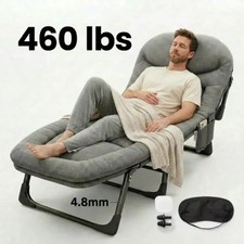 New Folding Camping Cot Adjustable Backrest 460lb Padded Mattress