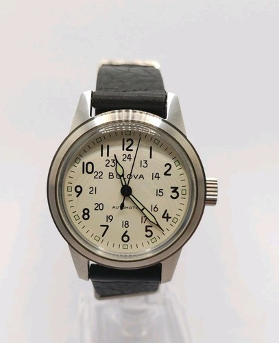 Neuwertige Bulova Hack Automatik Leder Nato Armband Herrenuhr Ref: 96A246