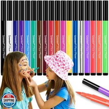 Drawdart 18 Colors Face Painting Markers - Water Resistant, Sweatproof, Water