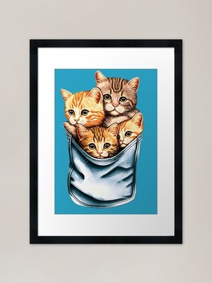 Süße Katzen in der Tasche | So viele niedliche gerahmte Wandbilder Poster Leinwanddruck Bild