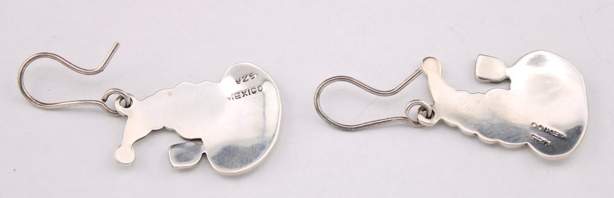Sweet Vintage Mexico Sterling Silver ⛄ Snowman Dangle Pierced Earrings View 4