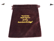Until We Meet Again At The Rainbow Bridge BURGUNDY Velvet Commemorative Urn Bag