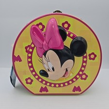 Disney Minnie Mouse Small Tin Lunch Box Yellow  Pink 6" Tall