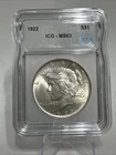 1922 Peace Silver Dollar, ICG MS 63.
