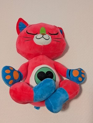 VERY RARE Vintage Good Stuff Hot Pink Meditating Cat Plush Stuffed Animal Toy