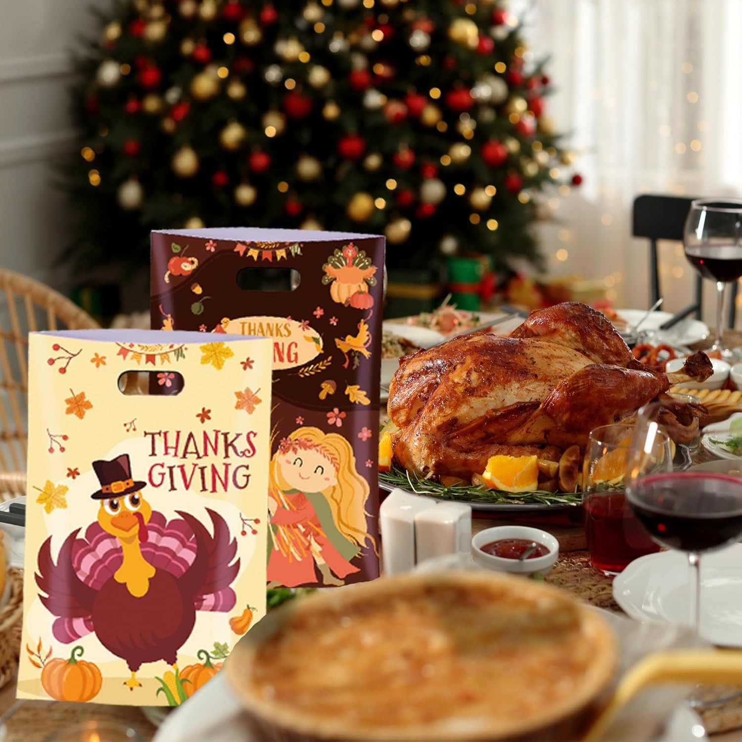 MOSHAKALA 40 Pcs Thanksgiving Treat Bags 1 Count (Pack of 40), 