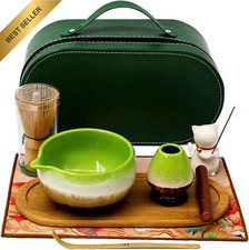 Matcha Whisk Set,8 Pcs Matcha Set with Bamboo Whisk, Ceramic Bowl, Spoon & Sifte