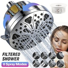 8 Spray Settings Filtered Shower Head 5in with High Pressure  Water Softener